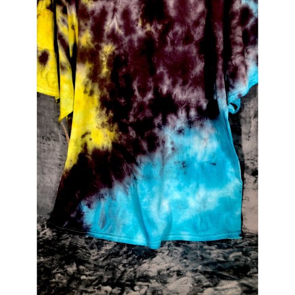 Tie-Dyed Shirt Unisex Blues Yellow Blacks Dolphin Theme Adult Size 2X Large - Picture 10 of 11